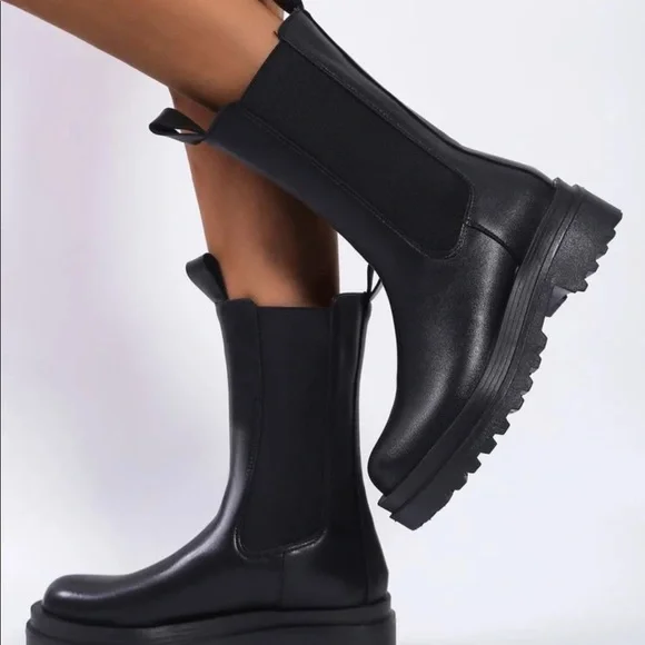 Trendy chunky leather boots - Picture 5 of 6